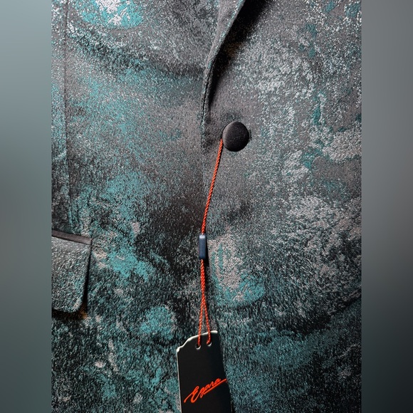 Egara Men’s Galaxy Dinner Jacket Blazer Sz 38R Slim Fit Teal Black Silver NWT - Picture 5 of 12